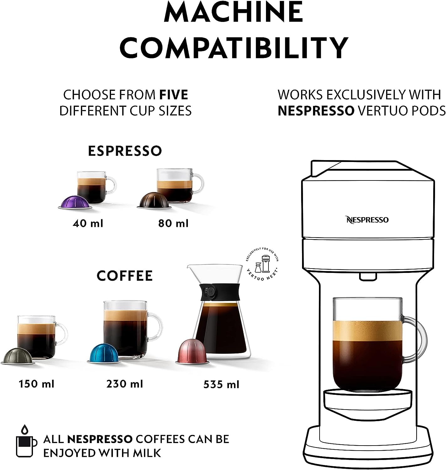 Nespresso Vertuo Next Coffee Pod Machine, Centrifusion Technology, Wi-Fi and Bluetooth Enabled