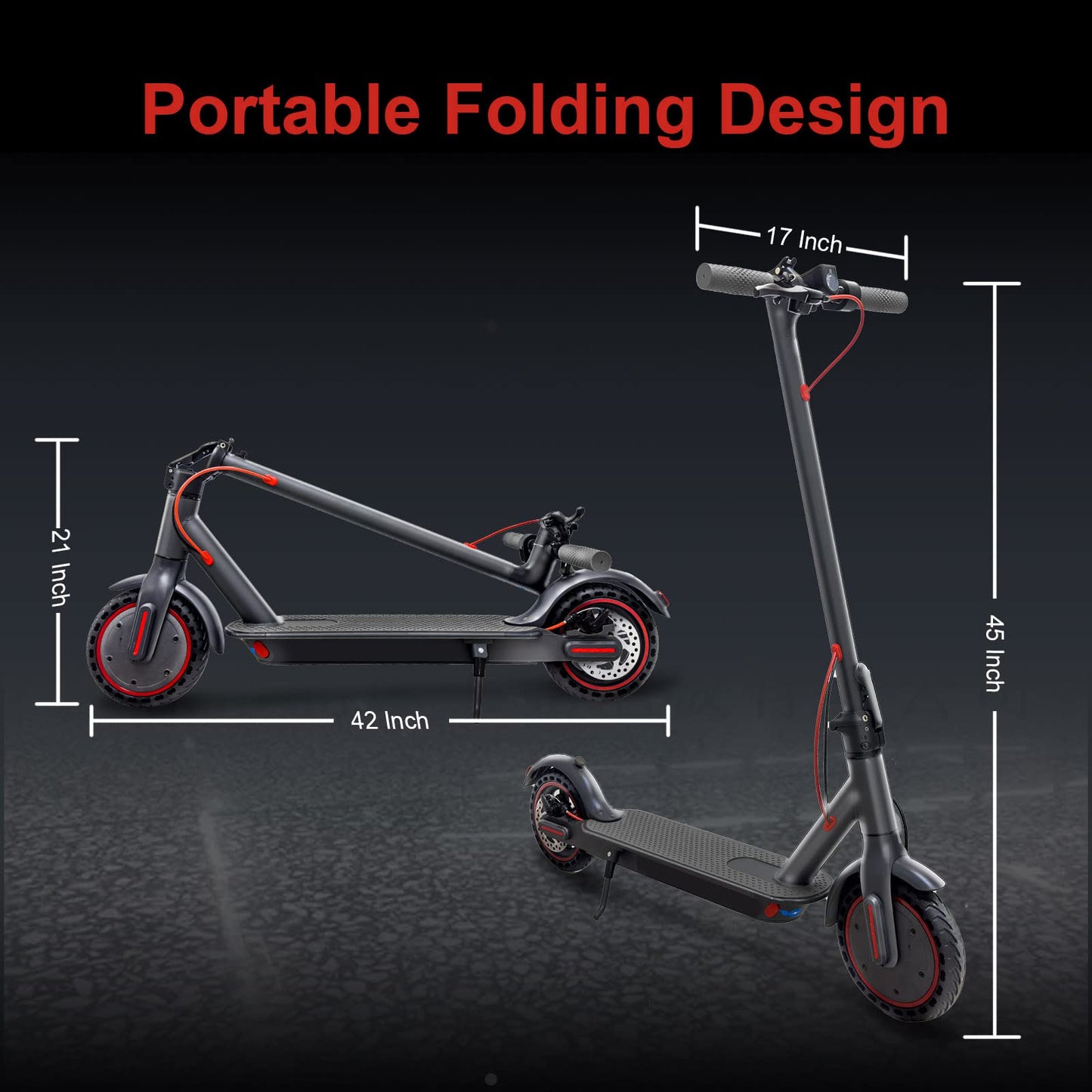 LOFIR 8.5" Aluminum Alloy Folding Electric Scooter Connectivity App Legal for Road Including Lock Function Load
