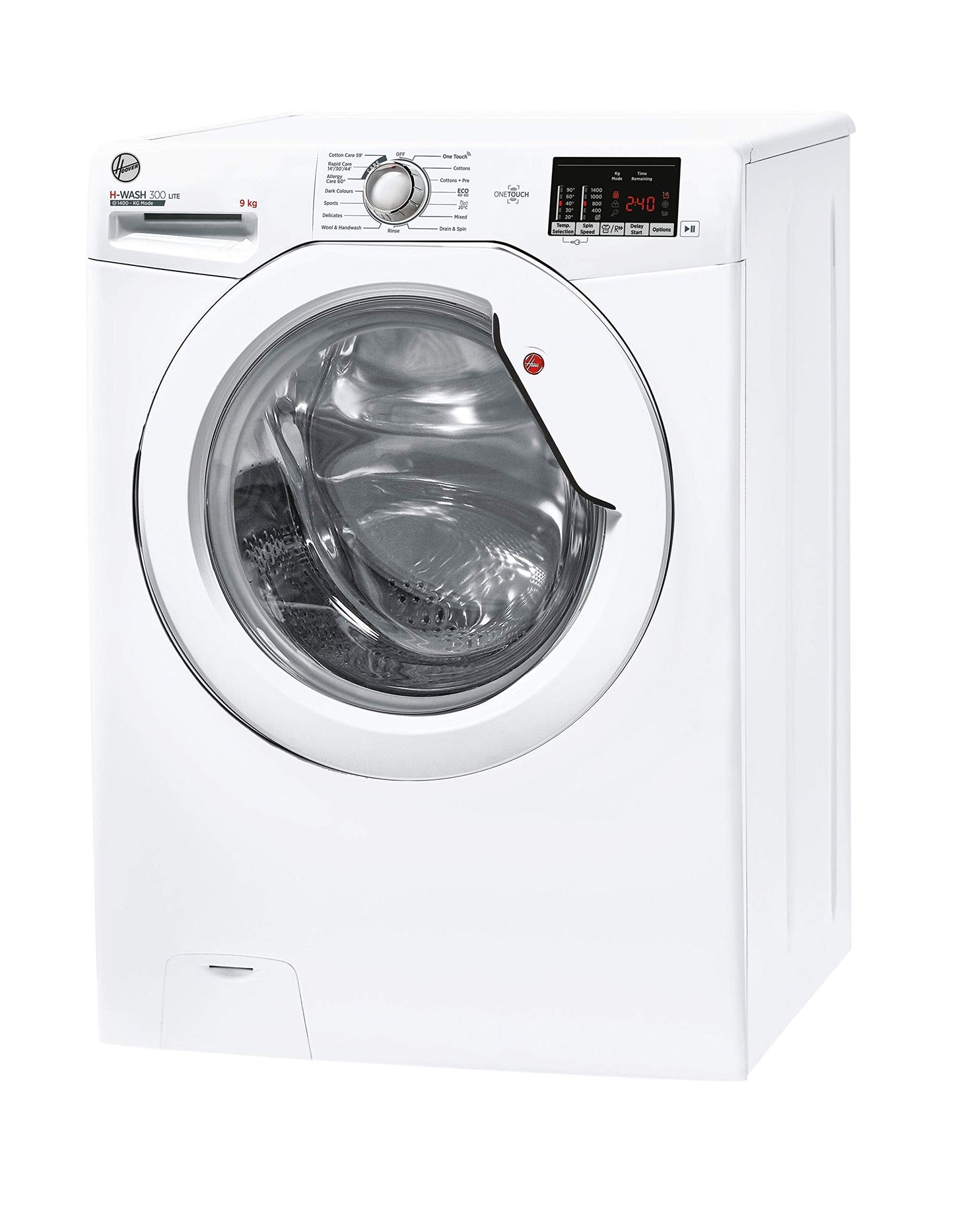 Hoover H-Wash 300 H3W492DE Free Standing Washing Machine, Rapid Wash Cycles, 9 kg Load, 1400 rpm, White