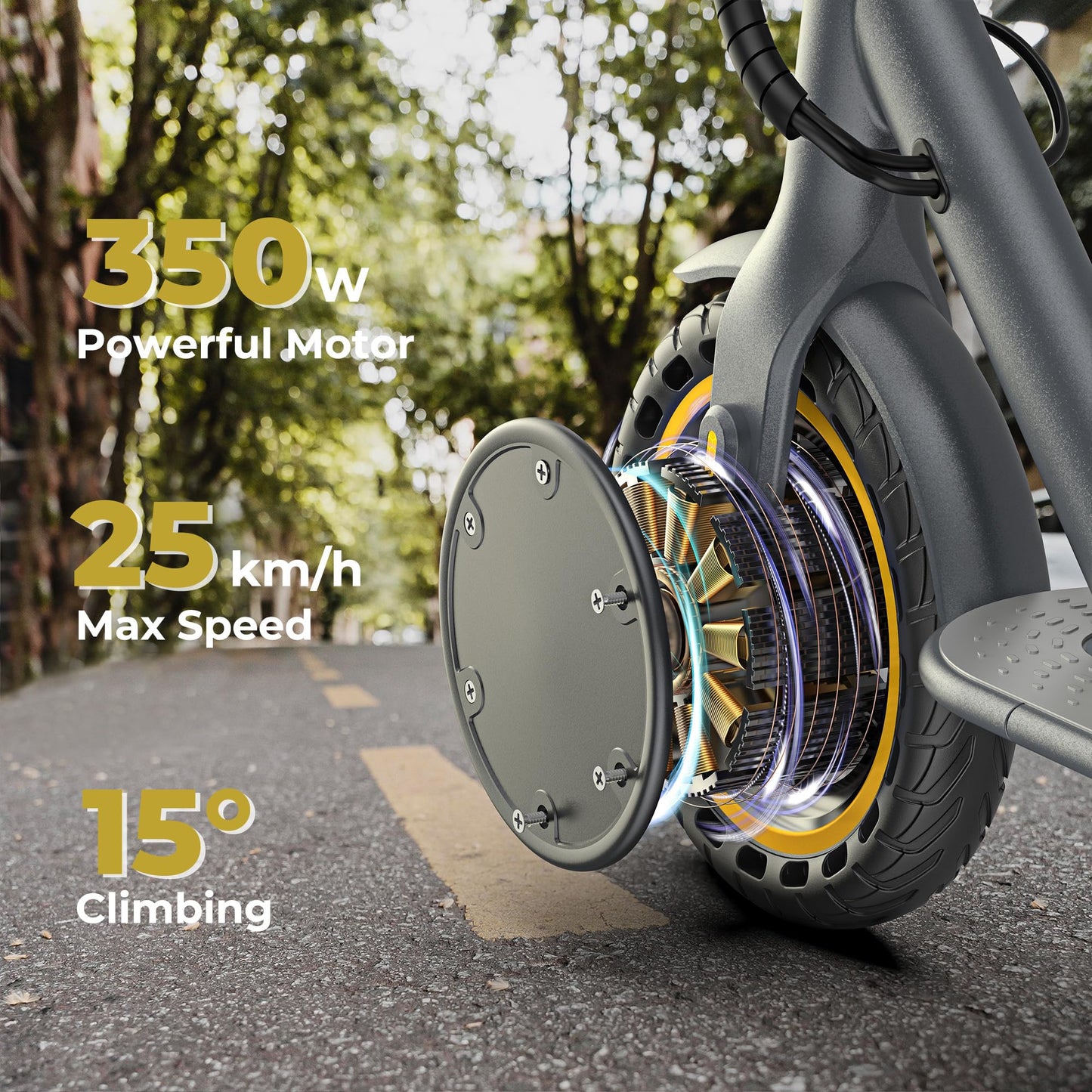 Riceel Electric Scooter, Max Speed 25 km/h, Max Range 20/30Km, 8.5" Solid Tire