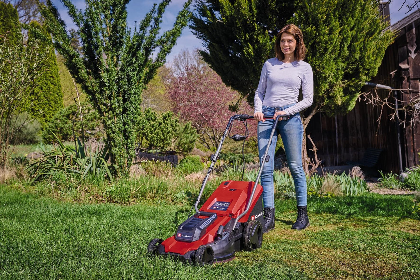 Einhell 1600W Electric Lawn Mower, 37cm Cutting Width, 38L Large Capacity Grass Box