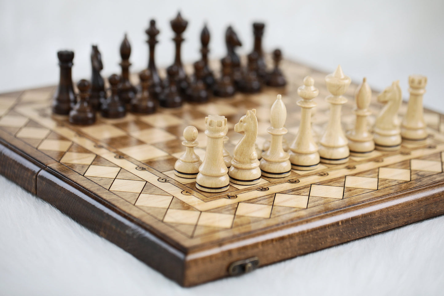 Chess Set With Board, Wooden Chess Set, Personalized gift