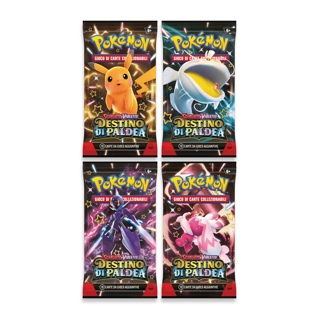Scarlatto e Violetto Destino di Paldea 4 Buste Set Artwork (IT)