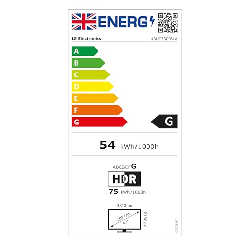 LG 43UT73006LA 43-Inch 4K UHD Smart TV, α5 AI Processor Gen7