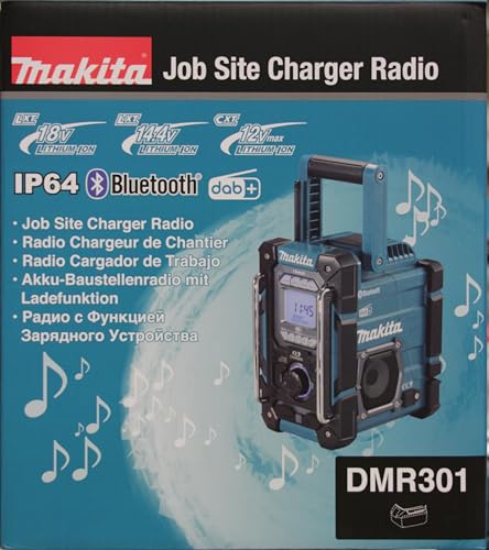 Makita DMR301 DAB/DAB+ Job Site Radio with Bluetooth – Batteries and Charger Not Included