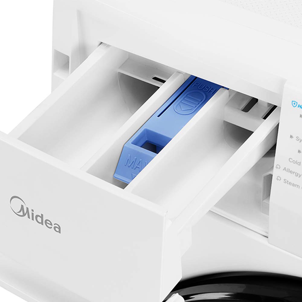 Midea MF200W70B/E Freestanding Washing Machine, BLDC Motor, Bright LED Display, Health Guard, Steam