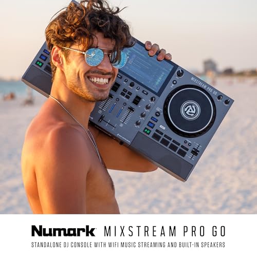 Numark Mixstream Pro Go Portable DJ Controller with Battery, Mixer with Stem Separation