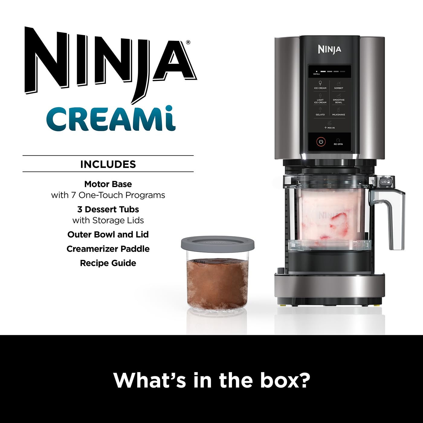 Ninja CREAMi Ice Cream Maker & Frozen Dessert Maker with 3 Tubs, 7 Programs