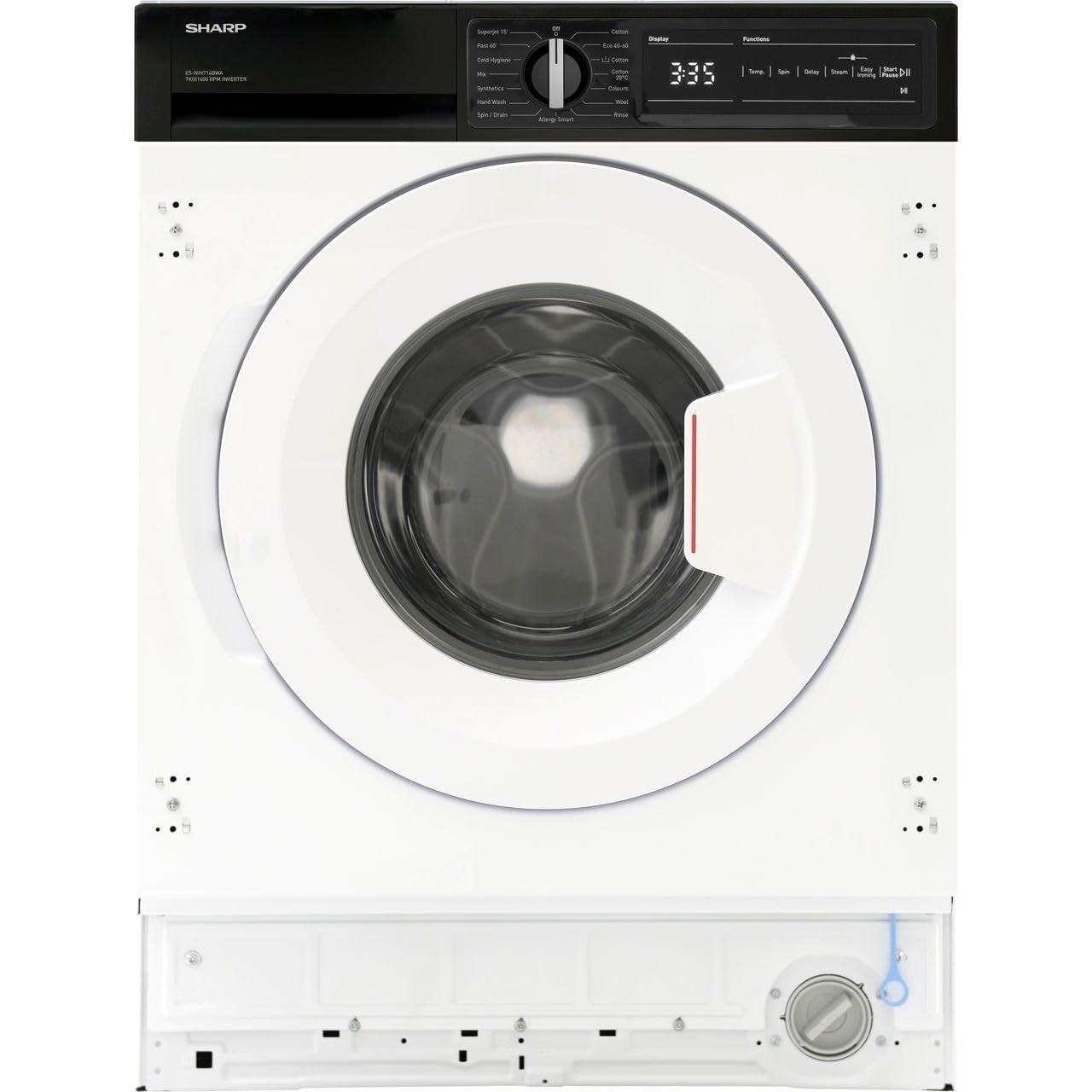 Sharp Sharp ES-NIH714BWA-EN Integrated 7kg Washing Machine with 1400 rpm - White - A Rated