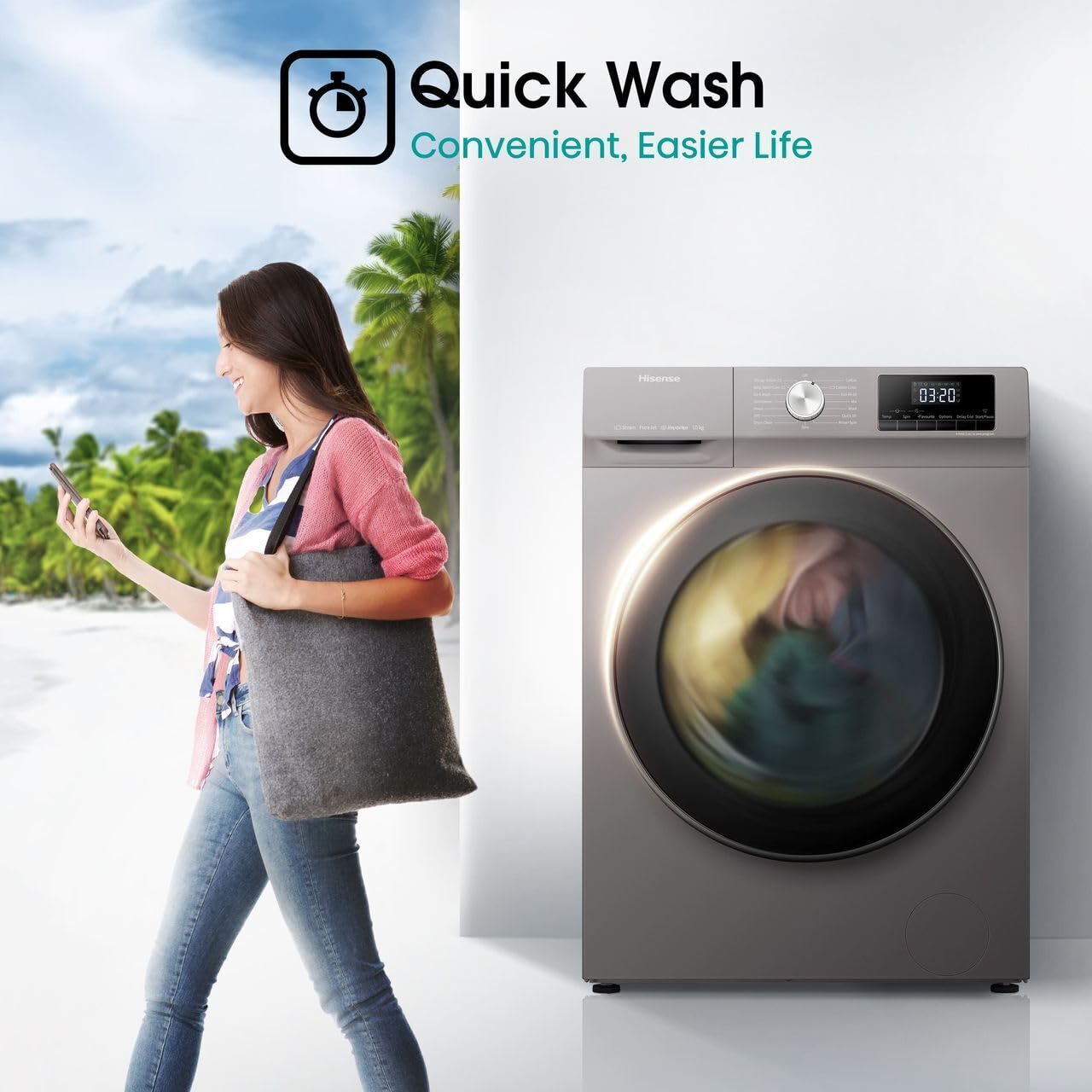 Hisense WFQA1014EVJMT 10kg Washing Machine with 1400 rpm - Titanium - A Rated