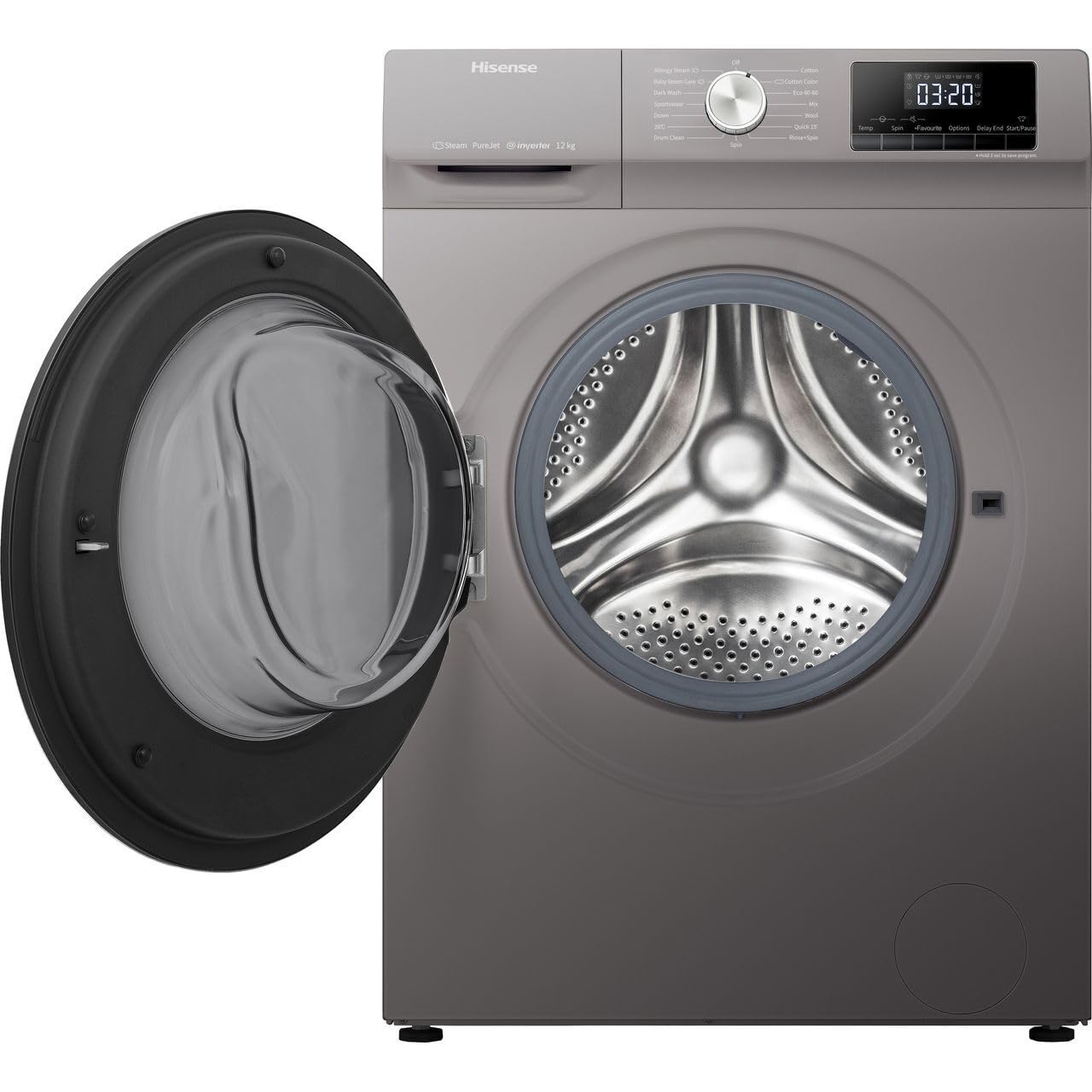 Hisense WFQA1214EVJMT 12kg Washing Machine with 1400 rpm - Titanium - A Rated