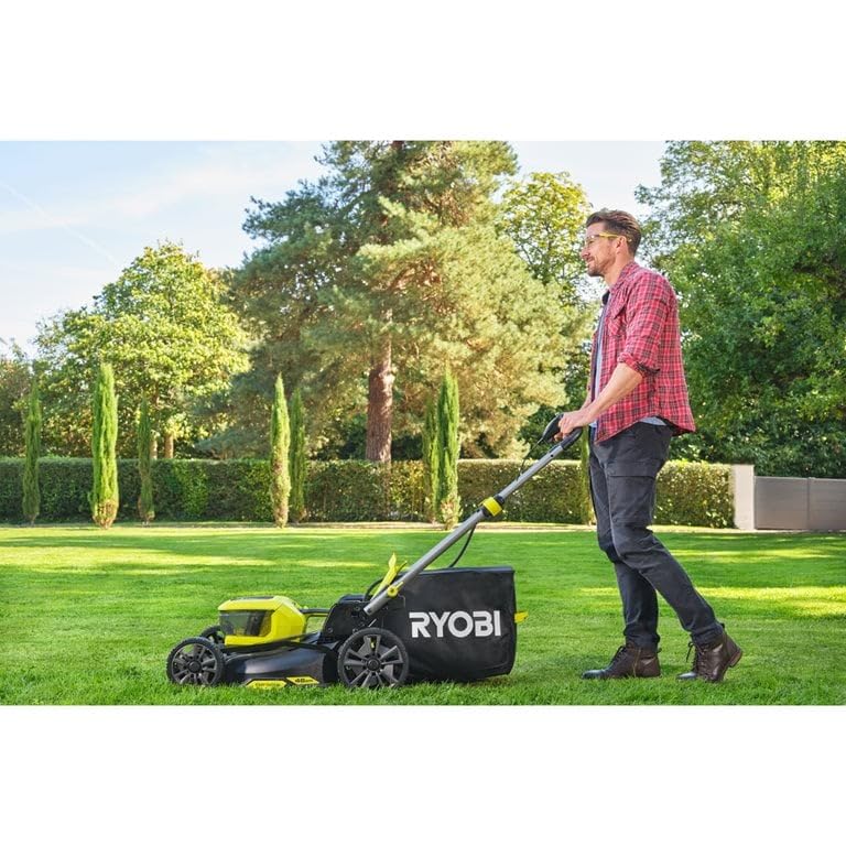 RYOBI 18V ONE+ Brushless Lawn Mower 46cm Cut (2 18V x 5.0Ah)