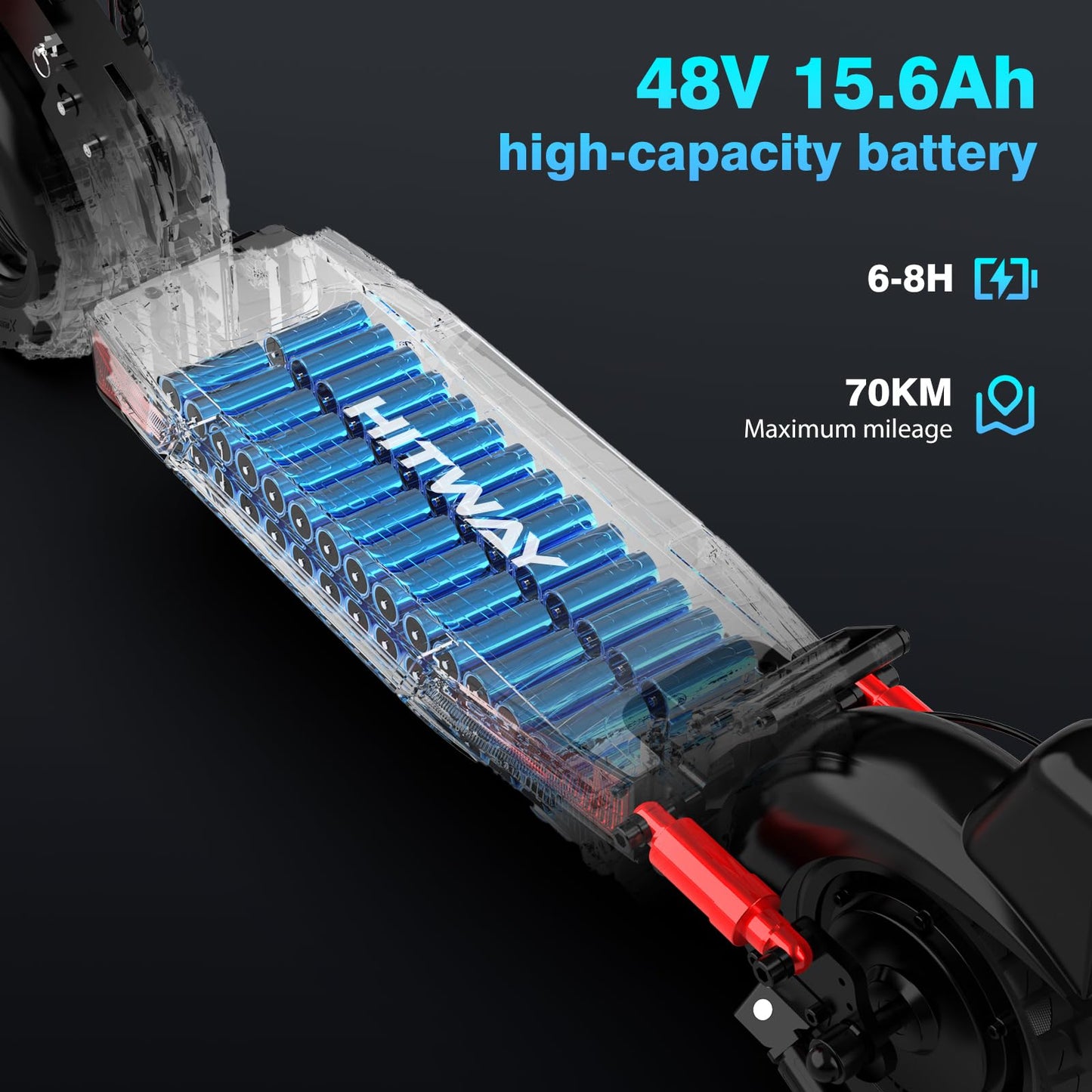 HITWAY Electric Scooter Adult 10 Inch, 15.6-27AH Battery 500W Motor