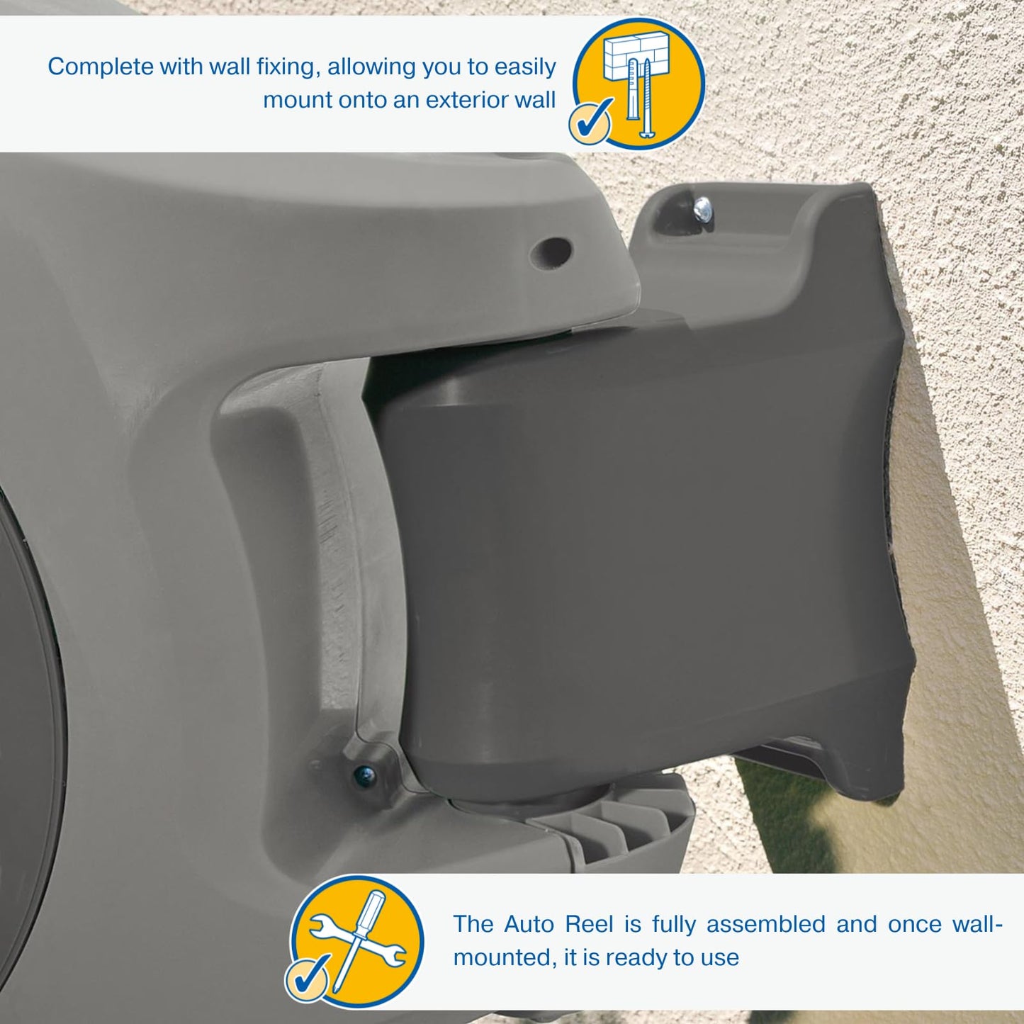 HOZELOCK - Auto Reel Wall-mounted 40m: Easy to Install, Child-lock, Auto-rewind