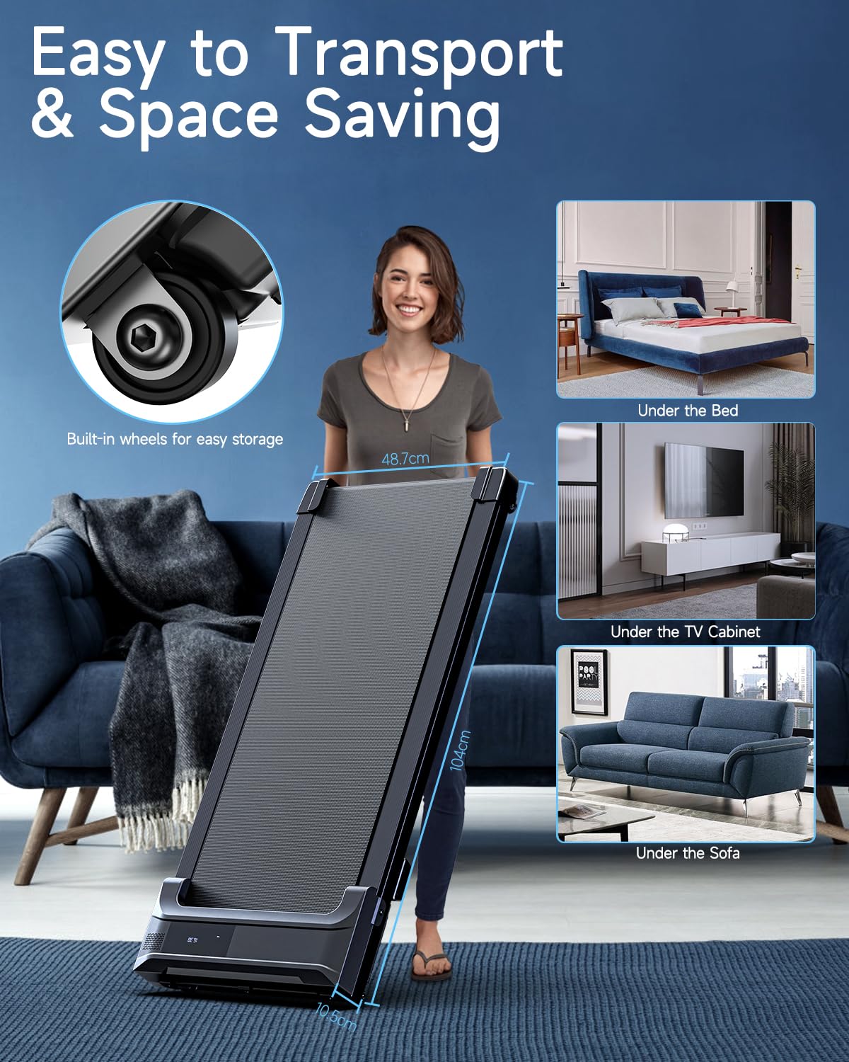 Kerolina Walking Pad Treadmill for Home - Under Desk Treadmills Mini Portable Walking Running Machine