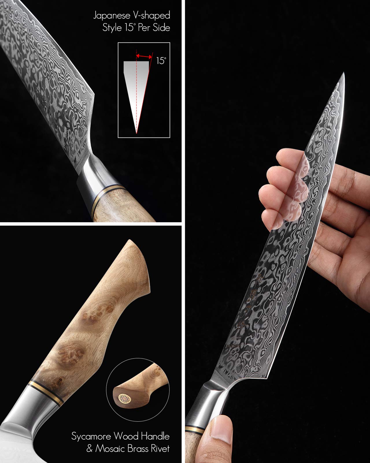 HEZHEN- Kitchen Knives Set 7PCS Forging Damascus
