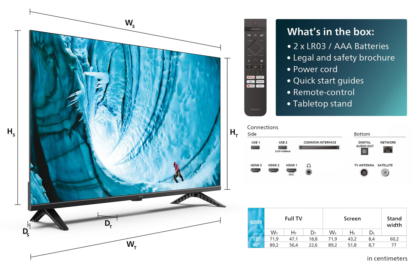 Philips 40PHS6009 Full HD LED Smart TV - 40 Inch Display with Pixel Plus
