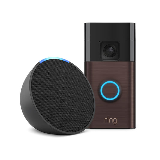 Ring Battery Video Doorbell | Venetian Bronze, Works with Alexa + Echo Pop