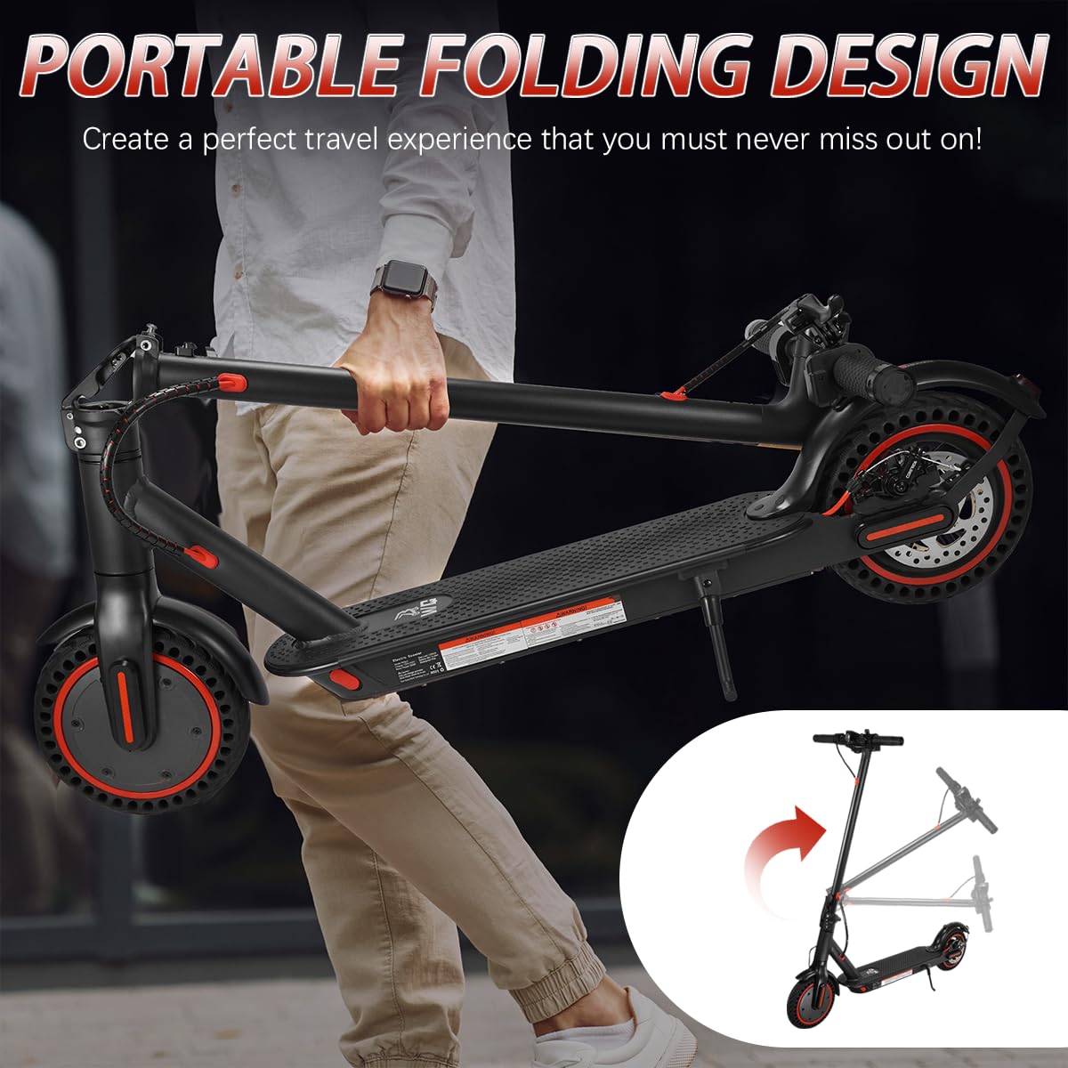 LOFIR 8.5" Aluminum Alloy Folding Electric Scooter Connectivity App Legal for Road Including Lock Function Load
