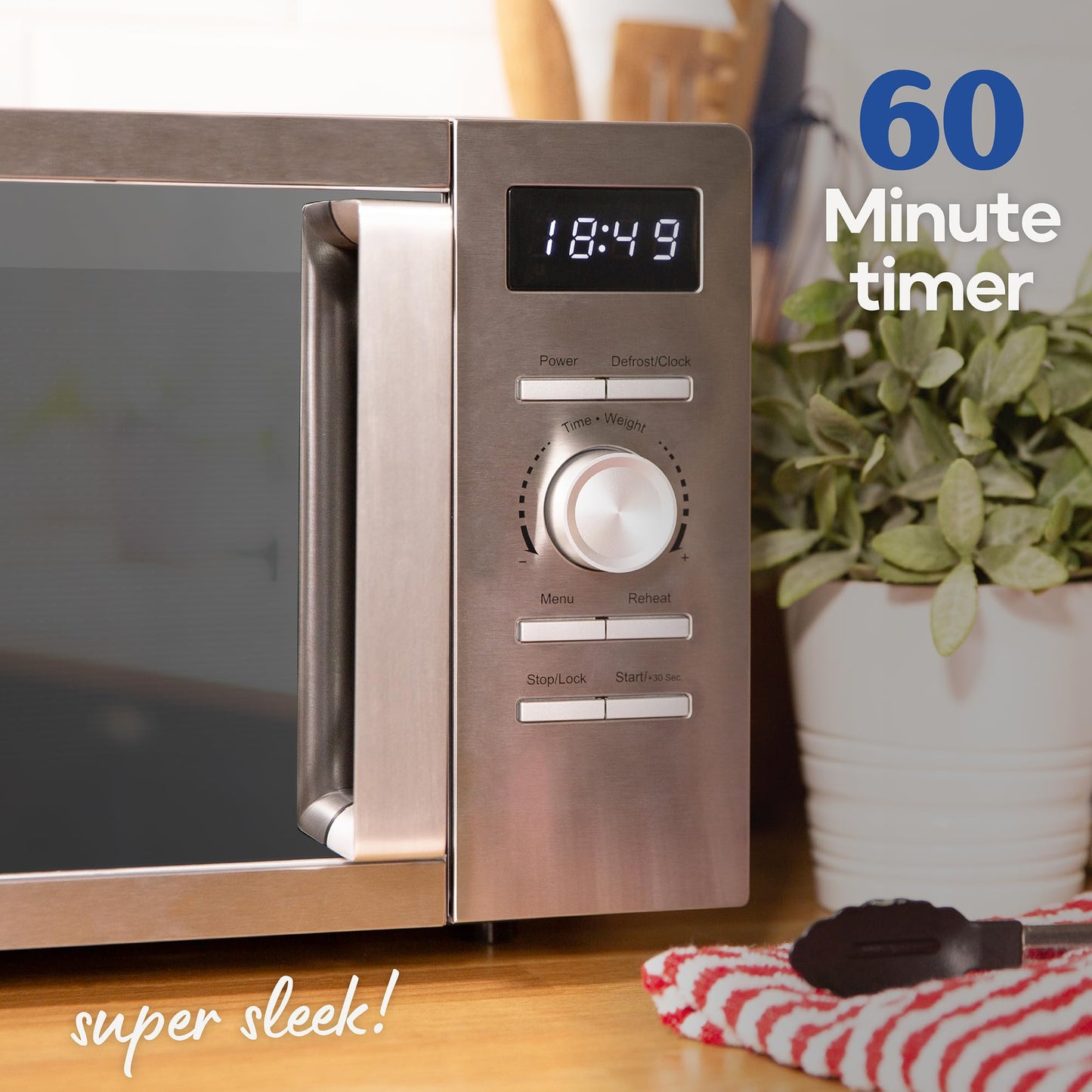 Russell Hobbs Stainless Steel Digital Microwave 20 Litre 800W Solo Digital with 5 Power Levels