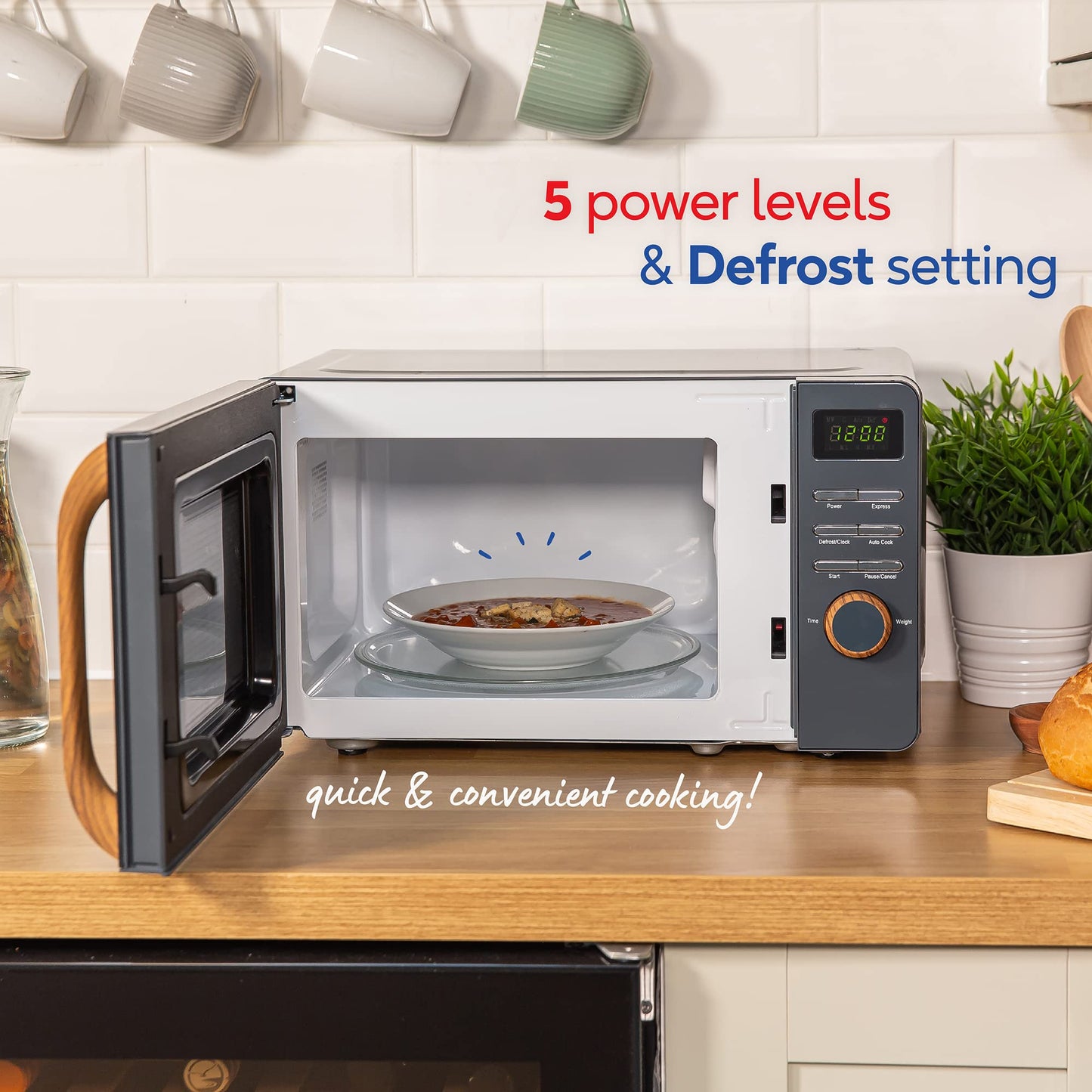 Russell Hobbs RHMD714G 17 L 700 W Scandi Grey Digital Microwave with 5 Power Levels s