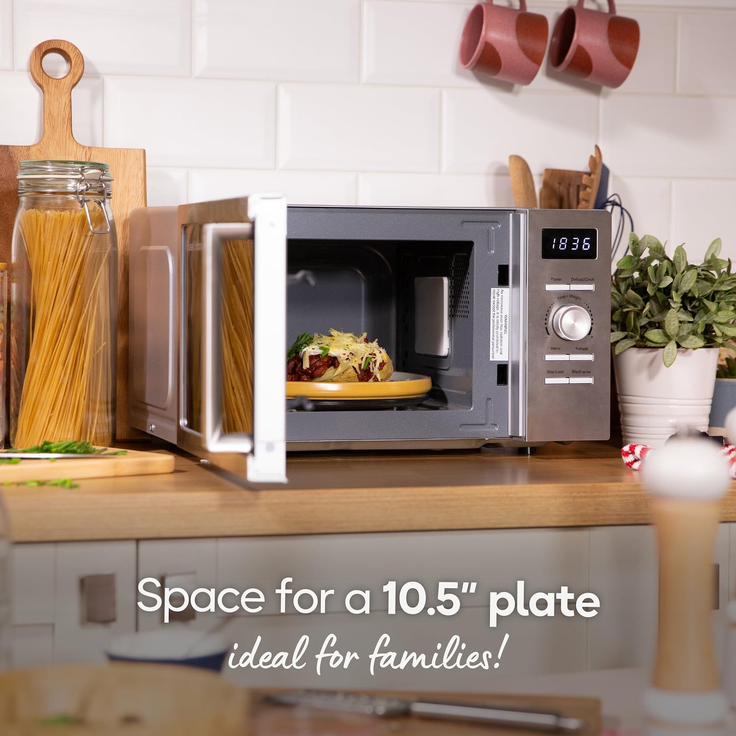 Russell Hobbs Stainless Steel Digital Microwave 20 Litre 800W Solo Digital with 5 Power Levels