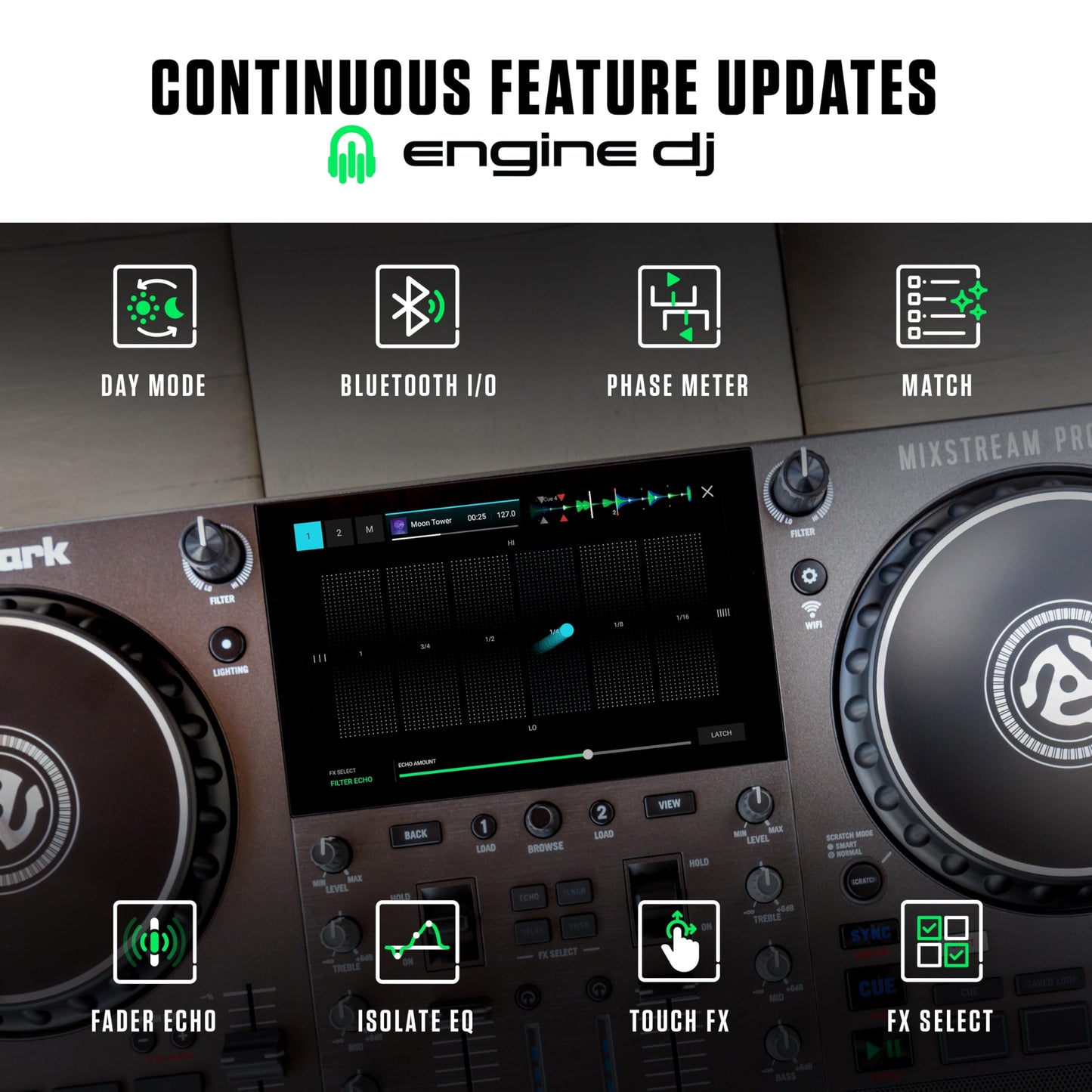 Numark Mixstream Pro Go Portable DJ Controller with Battery, Mixer with Stem Separation