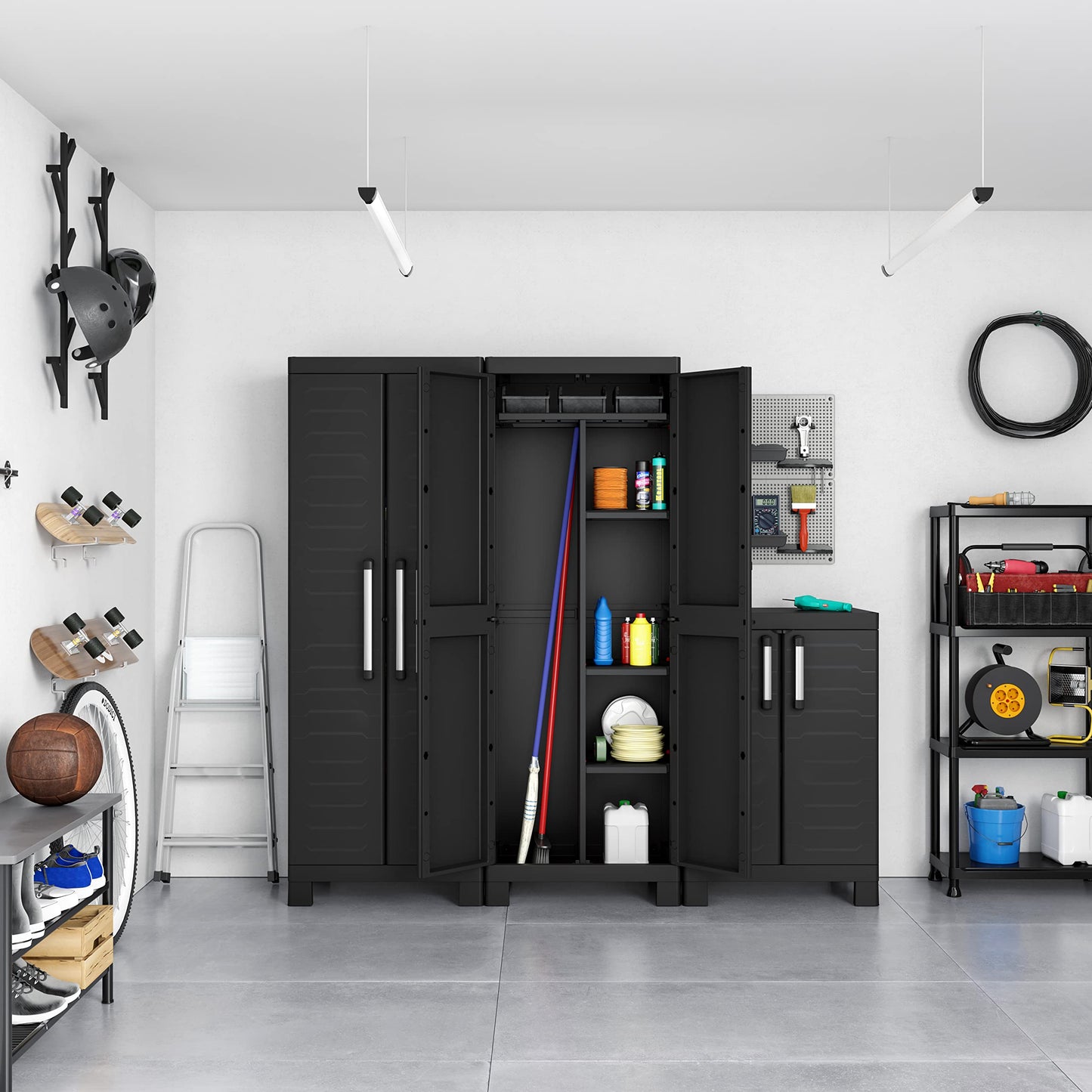 Keter Detroit Multi space Indoor Base Garage Utility Multi purpose Cabinet - Black