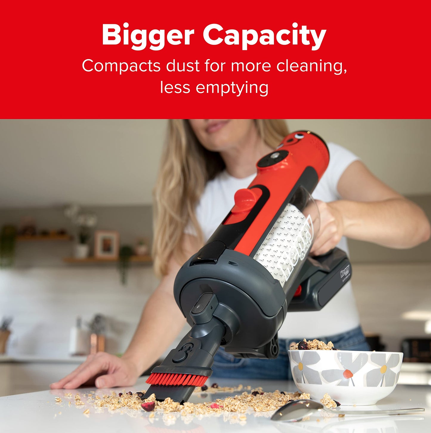 Henry Quick Hen.100, Cordless Stick Vacuum, Red, 300 W, 1 Liter