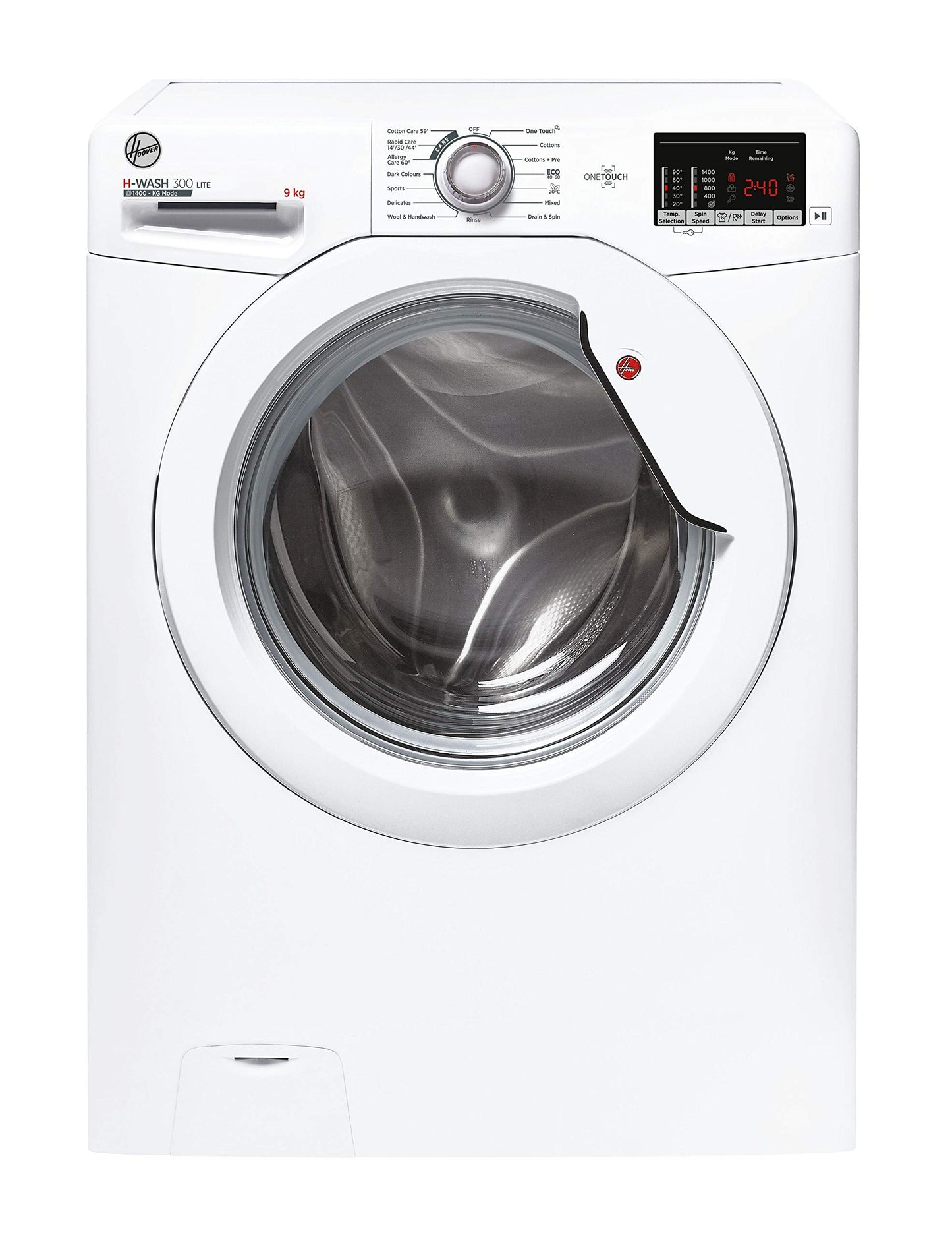 Hoover H-Wash 300 H3W492DE Free Standing Washing Machine, Rapid Wash Cycles, 9 kg Load, 1400 rpm, White