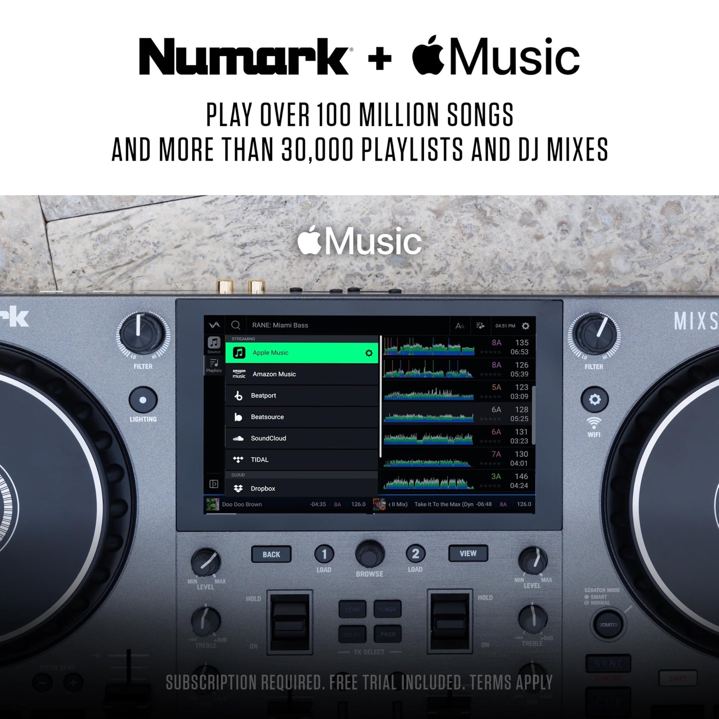 Numark Mixstream Pro Go Portable DJ Controller with Battery, Mixer with Stem Separation