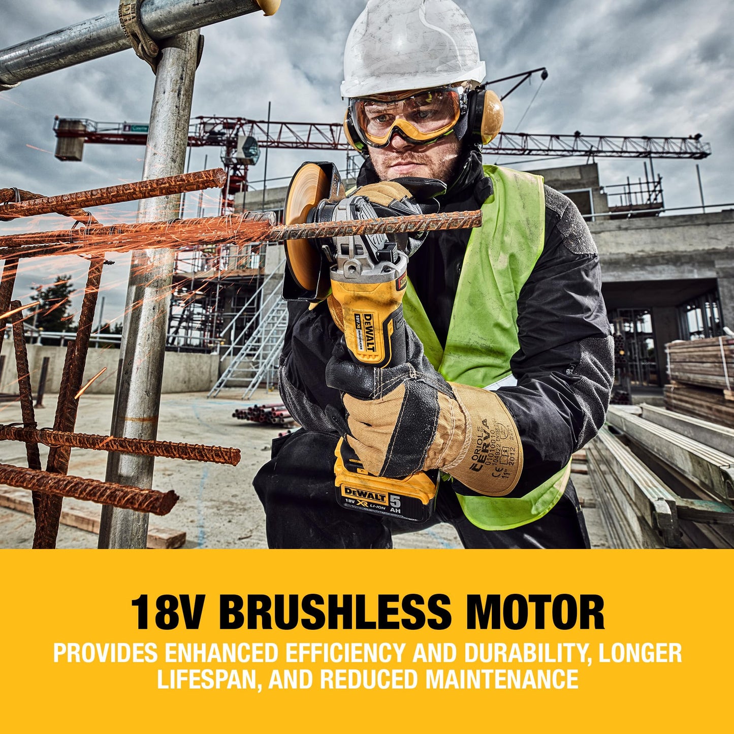 DEWALT 18V XR Brushless 125mm Paddle Switch Angle Grinder - Tool Only in TSTAK, DCG406NT-XJ