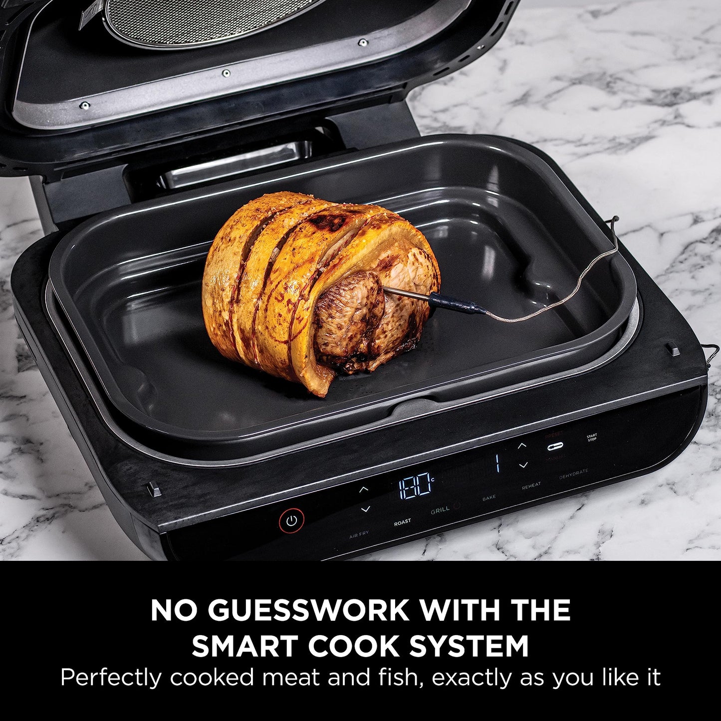 Ninja Foodi MAX Health Grill & Air Fryer with Digital Cooking Probe, 6-in-1; Grill, Fry, Bake