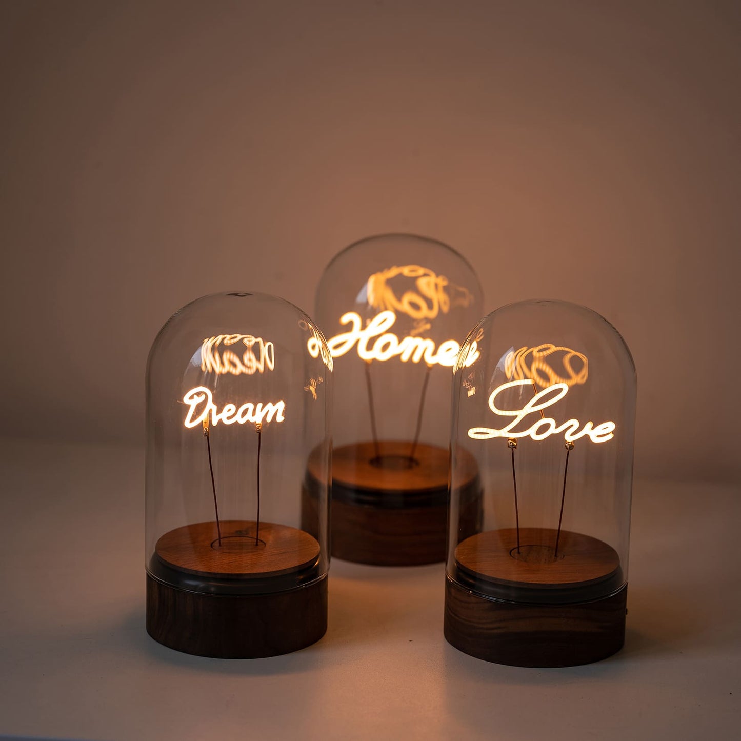 Wooden Neon LOVE Night Light - Word Light Edison Light Bulb Lamp