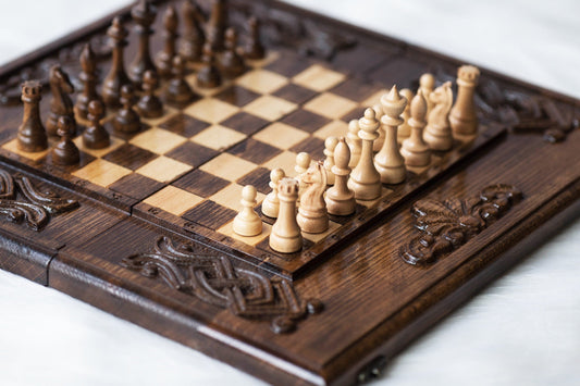 Handmade wooden chess set with the board - of the highest quality