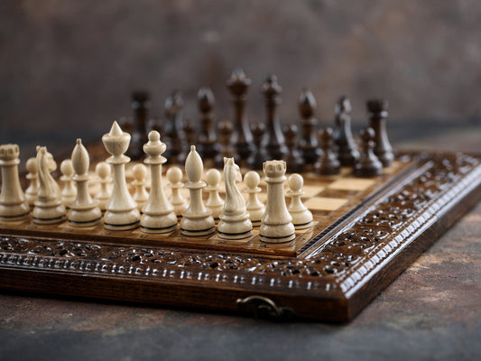 Wooden Chess Set, Carved Chess Board, Personalized Birthday Gift