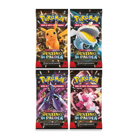 Scarlatto e Violetto Destino di Paldea 4 Buste Set Artwork (IT)