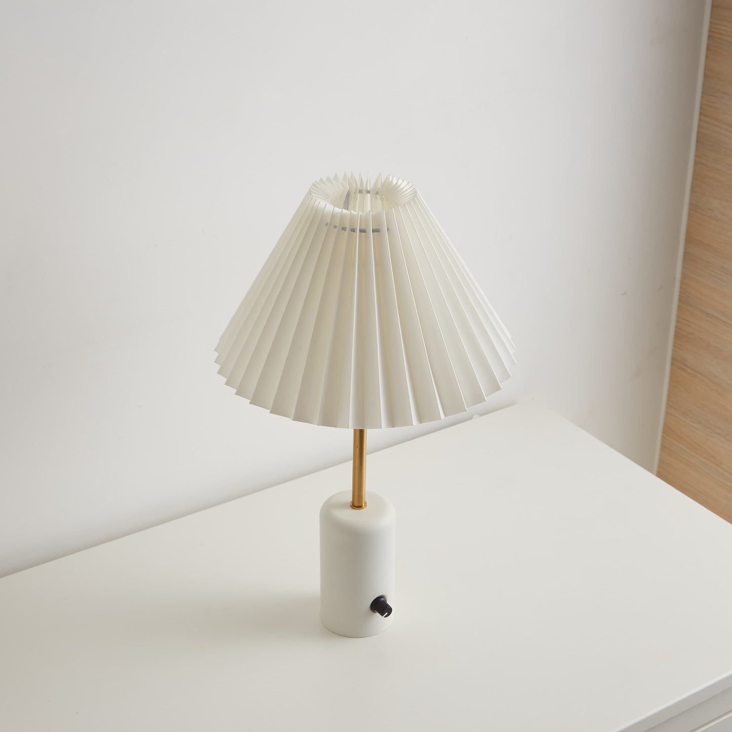 White Pleated Lampshades Cordless Table Lamps